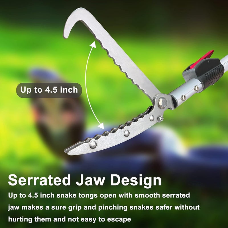 Prunrt 4.7-7.2 FT Snake Grabber Telescopic with Hooks, Rattle Snake Catcher Tool, Long Handle Reptile Wide Jaw Tongs - Image 5